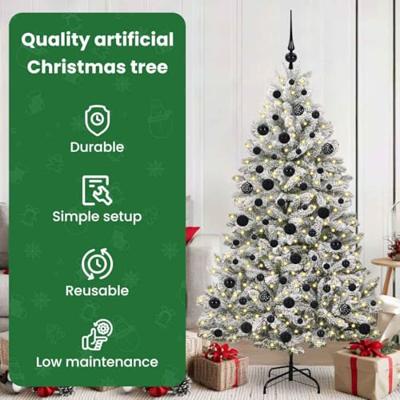 Kunstkerstboom met 300 LED Groen en Wit 180 cm PVC en Metaal