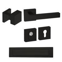 Hardbrass Roestvrijstalen Voordeurset Vierkant Zwart met Quadro Exc. & Briefplaat SKG3 - thumbnail