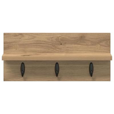 Wandgemonteerde kapstok met plank Wandgemonteerd artisanaal eikenkleurig Wandgemonteerde kapstok met plank Wandgemonteerd artisanaal eikenkleurig