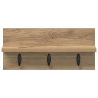 Wandgemonteerde kapstok met plank Wandgemonteerd artisanaal eikenkleurig - thumbnail