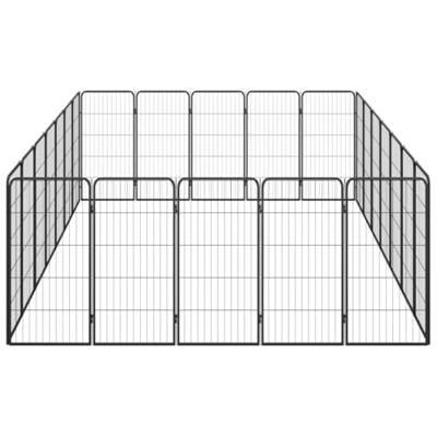 Hondenkennel 24 panelen 50 x 100 cm gepoedercoat staal zwart