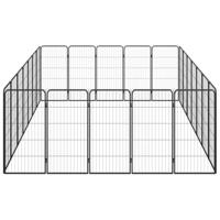 Hondenkennel 24 panelen 50 x 100 cm gepoedercoat staal zwart - thumbnail
