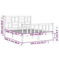 Bedframe met hoofdbord massief hout - thumbnail