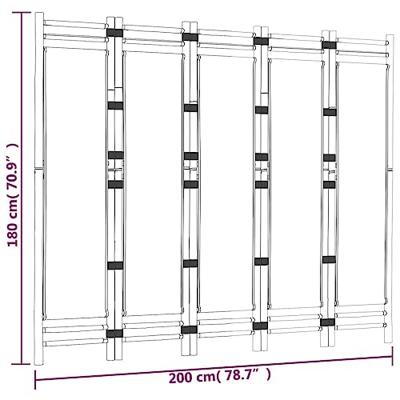 Kamerscherm 5-panelen inklapbaar 200 cm bamboe en canvas