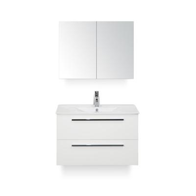 Seville Badmeubelset 80 cm - Wit Hoogglans - Keramische Wastafel Wit Enjoy - met Spiegelkast