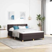 Boxspring bed met matras Donkerbruin en Wit 140 x 200 cm Stof - thumbnail