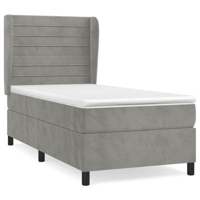 Boxspring met matras fluweel lichtgrijs 180x200 cm - thumbnail