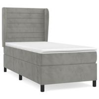 Boxspring met matras fluweel lichtgrijs 100x200 cm - thumbnail