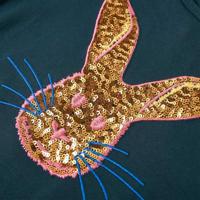 Kindershirt met lange mouwen konijnenprint 104 donkergroen - thumbnail