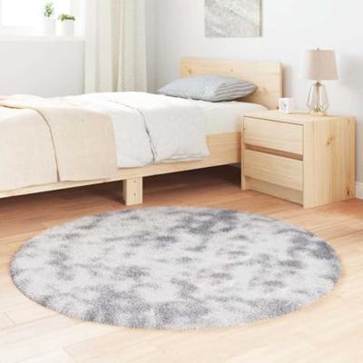 Hoogpolig vloerkleed NAVARRA 120x120 cm polyester zilvergrijs