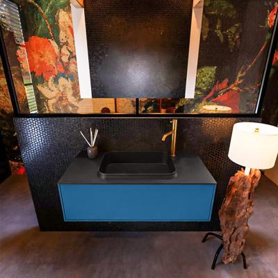 Badkamermeubelset Mondiaz Erin 100 cm met 1 Lade met RIDGE Wastafel Midden Urban met 1 kraangat Greeploos Mat Jeans Badkamermeubelset Mondiaz Erin 100 cm met 1 Lade met RIDGE Wastafel Midden Urban met 1 kraangat Greeploos Mat Jeans