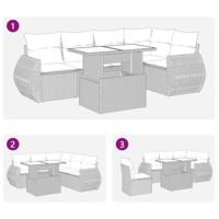 6-delige Loungeset met kussens poly rattan acacia bruin - thumbnail