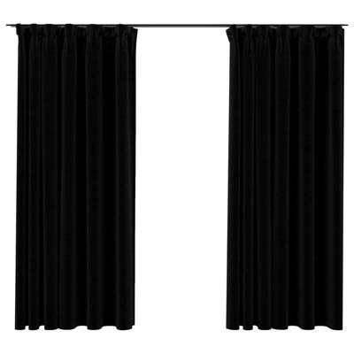 VidaXL Gordijnen linnen-look verduisterend haken 2 st 140x175 cm zwart VidaXL Gordijnen linnen-look verduisterend haken 2 st 140x175 cm zwart