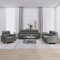 4-delige Loungeset met kussens stof donkergrijs - thumbnail