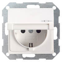 Gira System 55 Contactdoos | Inbouw | 1-voudig | Randaarde | Met Klep | Polarwit - 66.051.44 - thumbnail