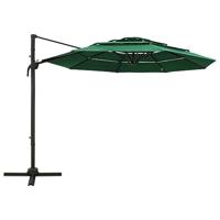 Parasol 4-laags met aluminium paal 3x3 m groen - thumbnail