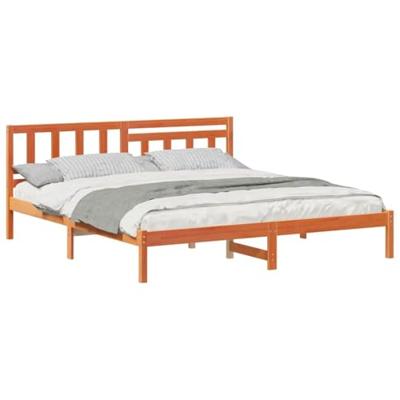 Bedframe Wasbruin 200 x 200 cm Massief grenenhout Bedframe Wasbruin 200 x 200 cm Massief grenenhout