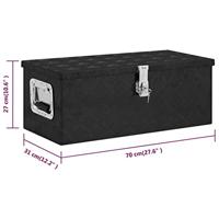 Opbergbox 70x31x27 cm aluminium zwart - thumbnail