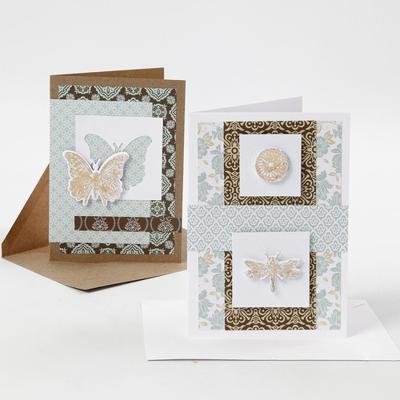 Creativ Company Kaarten en enveloppen, afmeting kaart 10,5x15 cm, afmeting envelop 11,5x16,5 cm, 110+220 gr, pastelkleuren, 50 set/ 1 doos - thumbnail