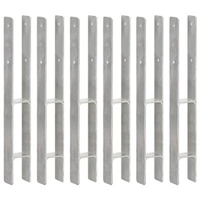 VidaXL Grondankers 6 st 7x6x60 cm gegalvaniseerd staal zilverkleurig
