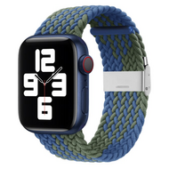 Braided nylon bandje - Blauw / Groen - Geschikt voor Apple Watch 38mm / 40mm / 41mm / 42mm - thumbnail