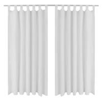 VidaXL Micro-satijnen gordijnen met ringen 140 x 175 cm 2 stuks (creme) - thumbnail