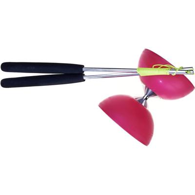 Eureka Rubber diabolo met aluminium stokken - roze