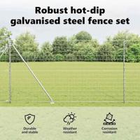 VidaXL Hek met paal zilver 1,6 x 10 m staal - thumbnail