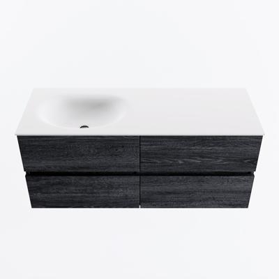 MONDIAZ VICA 120cm badmeubel onderkast Antracite 4 lades. Wastafel MOON links 1 kraangat, kleur Talc.