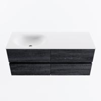 MONDIAZ VICA 120cm badmeubel onderkast Antracite 4 lades. Wastafel MOON links 1 kraangat, kleur Talc. - thumbnail