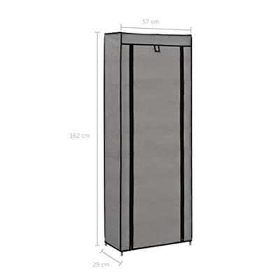VidaXL Schoenenkast met hoes 57x29x162 cm stof grijs VidaXL Schoenenkast met hoes 57x29x162 cm stof grijs
