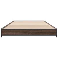 Bedframe bewerkt hout en metaal bruin eikenkleurig 75x190 cm - thumbnail