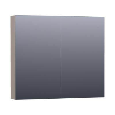Brauer Impress Deluxe Spiegelkast - 80 cm - met interne en externe Verlichting - 2 Dubbelzijdige Spiegeldeuren - Mat Taupe