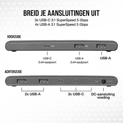 Corsair USB-C 7-poorts usb-hub Corsair USB-C 7-poorts usb-hub