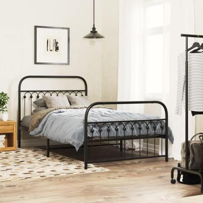 Bedframe met hoofd- en voeteneinde metaal zwart 107x203 cm Bedframe met hoofd- en voeteneinde metaal zwart 107x203 cm