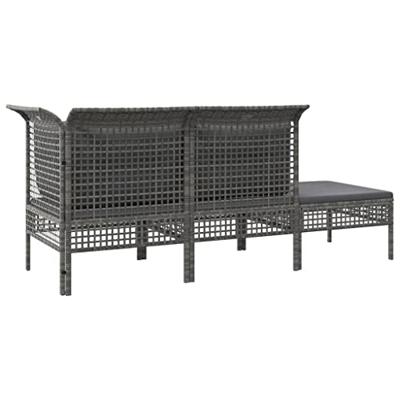3-delige Loungeset met kussens poly rattan grijs 3-delige Loungeset met kussens poly rattan grijs