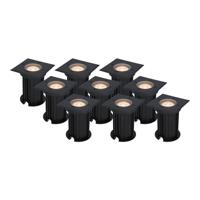 Set van 9 Ramsay LED Grondspots vierkant - Dimbaar - GU10 - 2700K warm wit - 4 Watt 345 lumen - Tuinspot - Zwart - IP67 waterdicht - Overrijdbaar voor de Oprit, Tuin en Terras - thumbnail