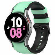 leer + siliconen bandje - Maat: small - Groen - Samsung Galaxy Watch 6 Classic - 47mm & 43mm