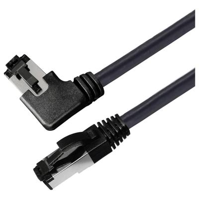 Maxtrack TI51-1,5L RJ45 Netwerkkabel, patchkabel CAT 8.1 S/FTP 1.50 m Zwart 90° haaks naar rechts, Afgeschermd (enkel) 1 stuk(s)