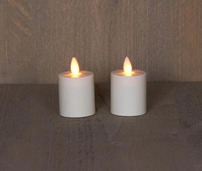 Batterijverlichting 2 stuks kaarsen bewegende vlam 4.5 x 8 cm ivoor met timer Anna's collection - Annas collection