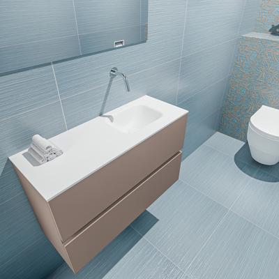 MONDIAZ ADA 80cm toiletmeubel smoke. LEX wastafel talc rechts zonder kraangat