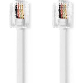 Nedis TCGL90200WT20 Telecomkabel Rj11 Male Rj11 Male 2.00 M Kabel Design: Plat Connectorplating: Goud Verguld Kabeltype: Rj11 Wit