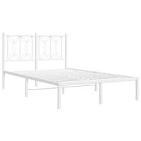 Bedframe met hoofdbord metaal wit 120x200 cm - thumbnail