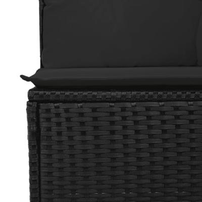 6-delige Loungeset met kussens poly rattan zwart - thumbnail