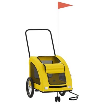 Hondenfietstrailer oxford stof en ijzer geel