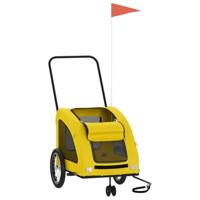Hondenfietstrailer oxford stof en ijzer geel - thumbnail