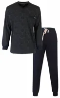 M.E.Q. heren pyjama Tricot katoen - subtle lines - Katoenen heren pyjama maat 3XL - thumbnail