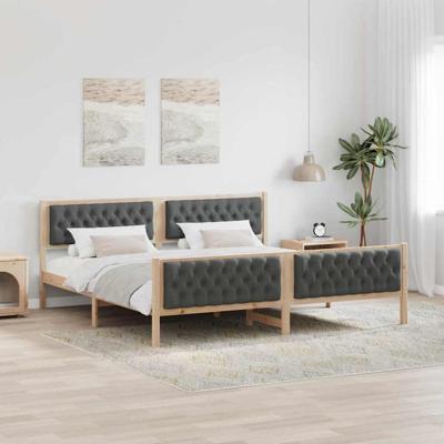 Bedframe Donkergrijs 200 x 200 cm Massief grenenhout