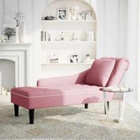 Chaise longue met kussen en rechterarmleuning fluweel roze - thumbnail