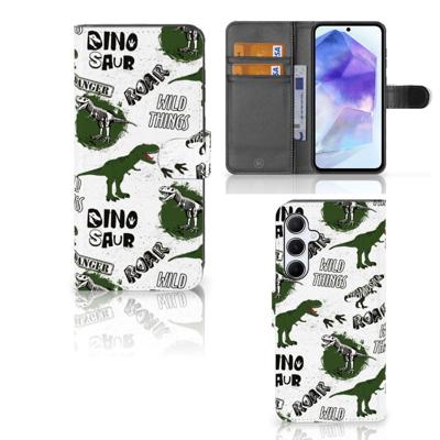 Telefoonhoesje | Met pasjeshouder | voor Samsung Galaxy A55 Dinosaurus